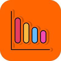 Bar Diagramm gefüllt Orange Hintergrund Symbol vektor