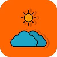 Wolken und Sonne gefüllt Orange Hintergrund Symbol vektor