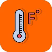 Fahrenheit grader fylld orange bakgrund ikon vektor