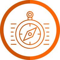 kompass linje orange cirkel ikon vektor