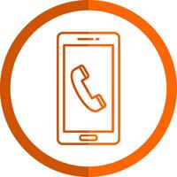 telefon ring upp linje orange cirkel ikon vektor