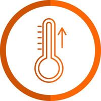 stigande temperatur linje orange cirkel ikon vektor