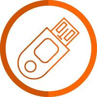 USB Stick Linie Orange Kreis Symbol vektor