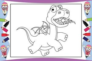 Drachen-Cartoon für Kinder ausmalen vektor