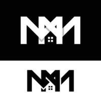 monogram initial bokstav mm inteckning hus logotyp formgivningsmall vektor