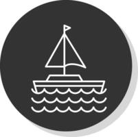 segla båt linje grå cirkel ikon vektor