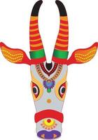 Kala Thala oder Bull Pappmaché Maske. Kerala. Südindien kann es für ein Malbuch, Textildrucke, Handyhüllen, Grußkarten verwendet werden. Logo, Kalender. im Kalamkari-Madhubani-Stil vektor