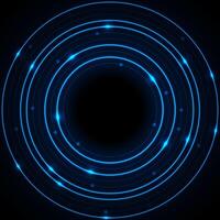 abstrakt Neon- Blau Kreise mit Schaltkreis Tafel Linien Technologie Hintergrund vektor