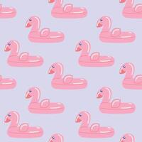 sömlös mönster rosa flamingo uppblåsbar. slå samman flyta. uppblåsbar färgrik enhörning. simning cirkel. realistisk sommartid illustration. mall för din sommartid design vektor