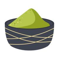 Matcha Grün Tee Pulver im ein Schüssel. Illustration. vektor