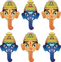 Indischer Gott irgendwelche Göttinnen, Pappmaché-Maske. Es kann für ein Malbuch, Textildrucke, Handyhüllen, Grußkarten verwendet werden. Logo, Kalender. im Kalamkari-Madhubani-Stil vektor