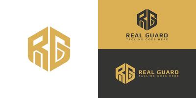 abstrakt första brev rg eller gr logotyp i guld Färg isolerat på flera olika bakgrund färger. de logotyp är lämplig för fast egendom och verklig egendom investering fast logotyp ikoner till design inspiration mallar vektor