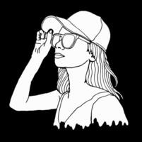 Sommer- Thema schön Frau tragen Sonnenbrille Weiß Silhouette vektor