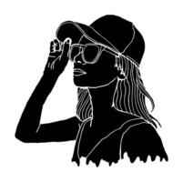 Sommer- Thema schön Frau tragen Sonnenbrille Silhouette vektor