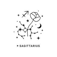 sagittarius zodiaken tecken med måne och stjärnor vektor