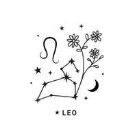 leo zodiaken tecken med måne och stjärnor vektor