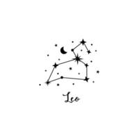 leo zodiaken tecken med måne och stjärnor vektor