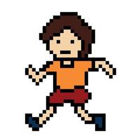 süß Pixel Karikatur 8 Bit Charakter Mann Lauf oder Laufen Lebensstil zum Dekoration Leben Stil 8 bisschen männlich Junge Marathon- Übung Fitness . vektor