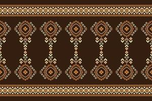 traditionell ethnisch Motive Ikat geometrisch Stoff Muster Kreuz Stich.ikat Stickerei ethnisch orientalisch Pixel braun Hintergrund. abstrakt, Illustration. Textur, Schal, Dekoration, Tapete. vektor