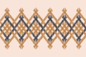 traditionell ethnisch Ikat Motiv Stoff Muster Hintergrund geometrisch .afrikanisch Ikat Stickerei ethnisch Muster braun Sahne Hintergrund Hintergrund. abstrakt, Illustration, Textur, Rahmen, Dekoration. vektor