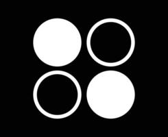 cirkel form och översikt stroke samling symbol vit element grafisk design illustration med svart bakgrund vektor