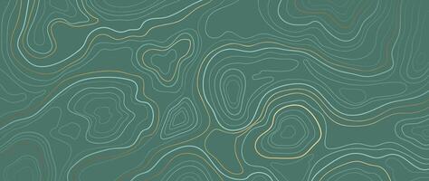 lyx guld abstrakt linje konst bakgrund . berg topografisk terräng Karta bakgrund med guld rader textur. design illustration för vägg konst, tyg, förpackning, webb, baner, app, tapet. vektor