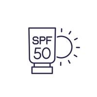 spf 50 Sonnenschutz Linie Symbol, uv Schutz vektor