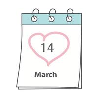 Kalender Seite mit Weiß Tag Datum und Hand gezeichnet Herz geformt Schlaganfall. Design Konzept zum Schöne Grüße vektor