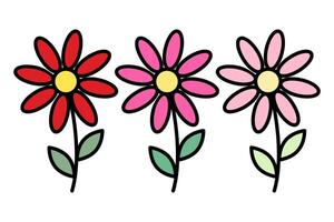 einstellen von 3 abstrakt blühen Blumen im modisch hell Schattierungen. Design Elemente zum Frühling Schöne Grüße vektor