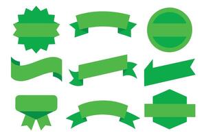 Sammlung von Grün Bänder Stichworte Abzeichen und Etiketten isoliert Weiß Hintergrund vektor