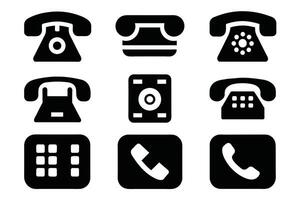 Telefon Symbol Sammlung. einfach schwarz und Weiß Telefon Anruf Symbol vektor