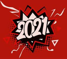 Cracker Bang mit 2021 Zahlen, Comic-Stil Rede, Cartoon isoliertes Logo für Banner, Poster, Beiträge und Grußkarten, Vektorillustrationen vektor