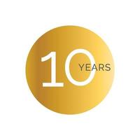 Goldbanner-Vorlage zum 10. Jahrestag, Etiketten zum zehnten Jubiläum, Firmengeburtstagslogo, Vektorillustration vektor