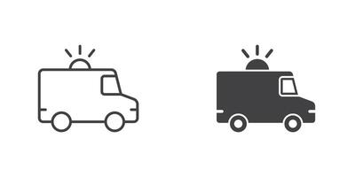 Notfall Auto Symbol im eben Stil. Krankenwagen Illustration auf isoliert Hintergrund. Transport Zeichen Geschäft Konzept. vektor