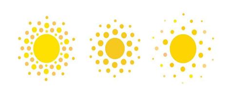 Sonnenpunkte-Symbole. Sommerruhezeichen. Reisebüro- oder Solarpanel-Energie-Logo-Vorlage. sonniger Kreis-Konzeptentwurf. isolierte Vektor-Illustration auf weißem Hintergrund. eps10. vektor