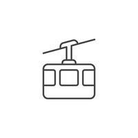 åka skidor kabel- bil i platt stil. linbana illustration på isolerat bakgrund. gondol tecken företag begrepp. vektor