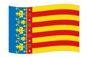 winken Flagge von valencianisch Gemeinschaft, administrative Aufteilung von Spanien. Illustration. vektor