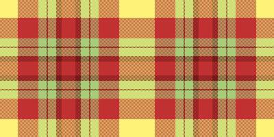 primär Hintergrund Tartan Textil, oben nahtlos Textur Stoff. Tradition prüfen Muster Plaid im rot und Gelb Farben. vektor