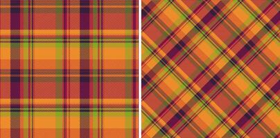 Stoff Textil- prüfen von Muster Textur nahtlos mit ein Plaid Tartan Hintergrund. einstellen im stilvoll Farben. Gruß Karte Entwürfe. vektor