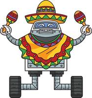 Roboter mit Poncho und Maracas Karikatur Clip Art vektor