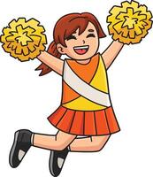 cheerleader flicka Hoppar pompoms tecknad serie ClipArt vektor