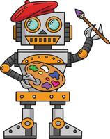 Roboter Maler Karikatur farbig Clip Art Illustration vektor