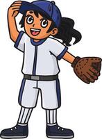 Baseball Mädchen Spieler Karikatur farbig Clip Art vektor