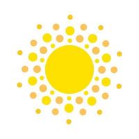 Sommersymbol. Sonne modernes Symbol. Punkte und Punkte sonnige Kreisform. isoliertes Vektorlogokonzept auf weißem Hintergrund vektor