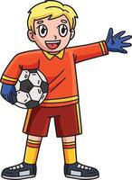 Torwart halten ein Fußball Ball Karikatur Clip Art vektor