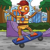 robot skateboard färgad tecknad serie illustration vektor
