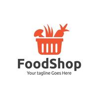 frisch Essen Einkaufen Logo Design Vorlage. Logo Konzept zum Geschäft , Supermarkt oder Supermarkt. vektor