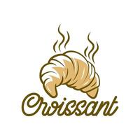 illustration av en bageri affär logotyp ikon, med Hem tillverkad croissant vektor