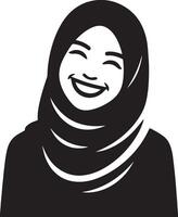 ein lächelnd Hijab Frau eben Silhouette, schwarz Farbe Silhouette 7 vektor