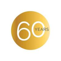 60-jähriges Jubiläum goldene Banner-Vorlage, sechzigste Jubiläumsetiketten, Firmengeburtstagslogo, Vektorillustration vektor